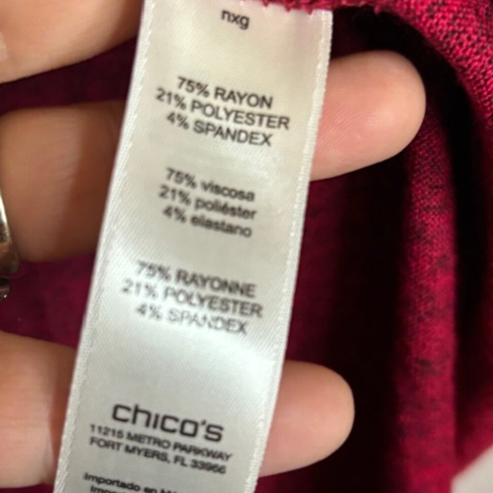 Chico's Sweater Women's Size Large Zenergy‎ Cowl Neck Valentine's Red Chicos 2 - Picture 4 of 4